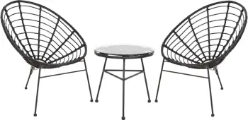 Set kopshti tavolinë & karrige Allegra FH21047.12, 3 pjesë, ratan/të zeza
