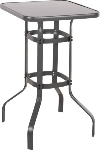 Tavolinë për bar FIGGY FH6066.01, ngjyrë gri metalike-xham i kalitur, 60x60x100H cm