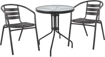 Set kopshti tavolinë Lima & karrige Laura FH10467, 3 pjesë, hiri