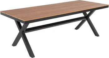 Tavolinë drejtkëndore alumini TAWNEE FH6039.01 antracit-polivud në dru natyral 219,5x89,5x73cm