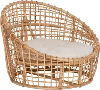 Karrige regjisore ENTO FH9814 rattan, ngjyrë natyrale, jastëk i bardhë, 106x94x82H cm