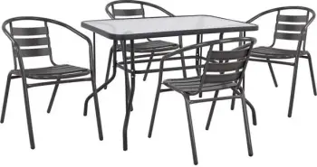 Set kopshti tavolinë & karrige Adam FH10472, 5 pjesë, hiri
