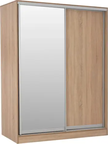 Dollap me dyer rrëshqitëse, pasqyrë, ngjyrë lisi, FH2437, 180x60x210 cm