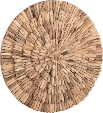 Dekorim muri i rrumbullakët CHIIKI FH4299 prej druri natyral Φ80 cm