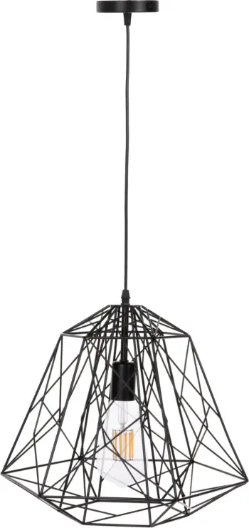 Llambë varëse tavani FH4066, metal i zi, kafaz si diamant, 39x34x130H cm