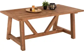 Tavolinë ngrënieje, dru TEAK i ricikluar, ngjyrë natyrale, 200x100x75H cm