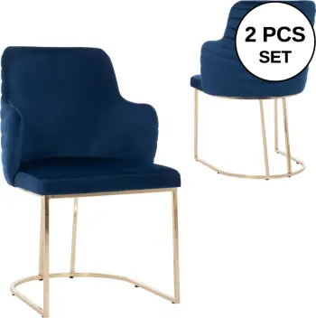 Karrige me krahë “SOLANA” FH9275.08 kadife blu me këmbë metali ngjyrë ari 54x63x87H cm., set prej 2 copë