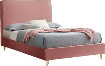 Krevat MAYLIN FH598.02 me kadife rozë të zbehtë për dyshek 120x200 cm