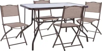 Set kopshti tavolinë ADAM & karrige të palosshme, 5 pjesë, të kafta