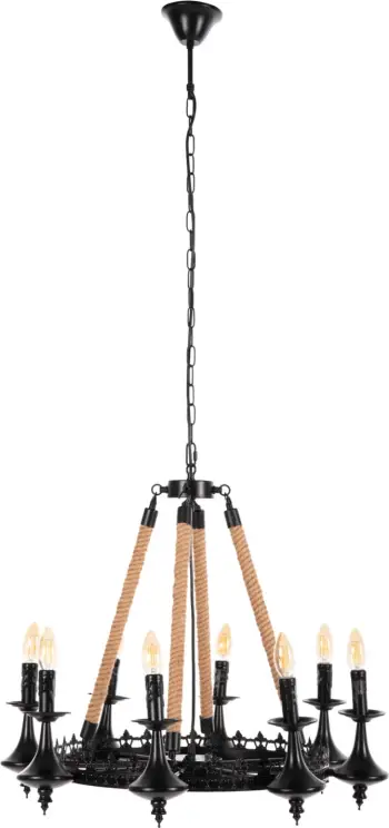 Llambë tavanore me 8 drita, FH4169, metal i zi, Φ66x131H cm
