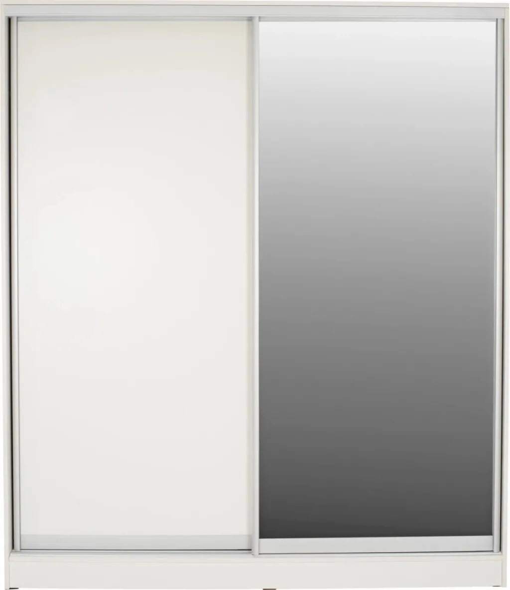 Dollap me dy dyer rrëshqitëse, ngjyrë e bardhë, me pasqyrë, FH2460.03, 120x60x220 cm - 3