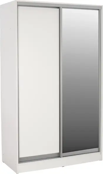 Dollap me dy dyer rrëshqitëse, ngjyrë e bardhë, me pasqyrë, FH2460.03, 120x60x220 cm