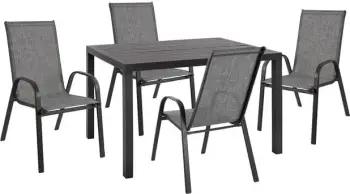 Set kopshti tavolinë & karrige Leon FH10525, 5 pjesë, hiri