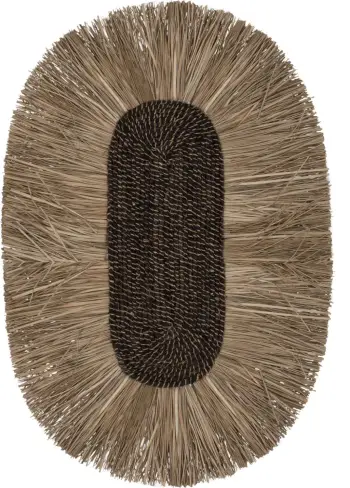 Dekor muri oval prej bari dhe fibrash abaka, ngjyrë natyrale e zezë, 50x5x75H cm, FH7794