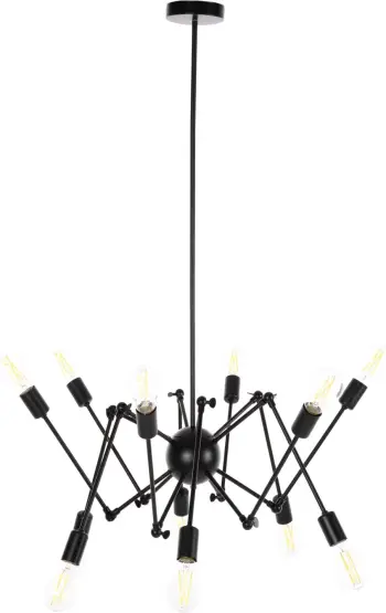 Llambadar tavani 12-drita, FH4167, metal i zi, krahë të artikuluara, Φ92x120Hcm