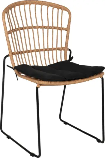 Karrige profesionale metalike, jastëk i zi, rattan natyral, 51.5x58x86 cm, FH5866.01