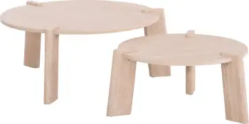 Set 2 copë tavolina kafeje EQUIL FH9943.01 MDF me mbulesë melamine-ngjyrë druri natyral 66x66cm + 87x87cm