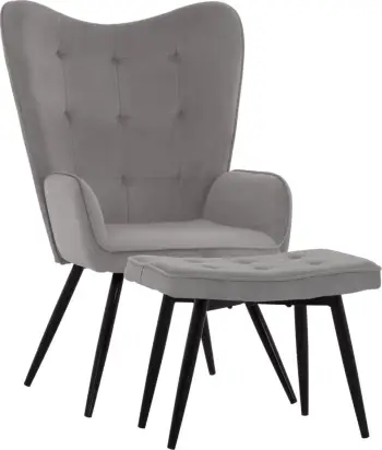 Karrige CRAWLEY me tabure, kadife gri, FH8918.01