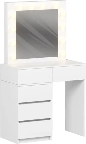 Tavolinë grimi me LED dhe sirtarë BEYON FH2500.03 melaminë, e bardhë, 80x40x140H cm