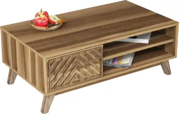 Tavolinë kafeje melamine me kabinet FH9502.01 ngjyrë arre 105x60x38.2H cm