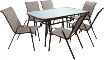 Set kopshti tavolinë & karrige Leon FH5206.02, 7 pjesë, të kafta