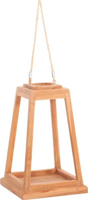 Fener dekorativ për tavolinë, dru teak, ngjyrë natyrale, FH4584, 25x25x39-67H cm