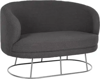 Divan dy vendësh ARIEN, FH8492.21, pëlhurë boucle gri dhe bazë metalike argjendi, 130x75x85H cm
