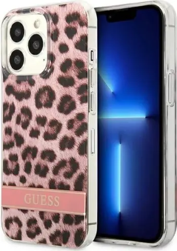 Mbështjellës Guess GUHCP13XHSLEOP për iPhone 13 Pro Max 6.7", hardcase, Leopard, rozë