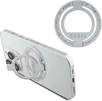 Mbështjellës unazë Guess MagSafe me kristale, argjendtë