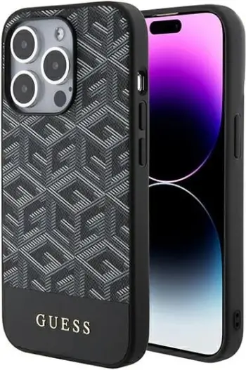 Mbështjellës Guess GCube Stripes MagSafe për iPhone 15 Pro Max, i zi