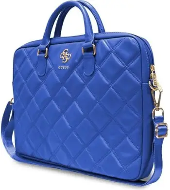 Çantë laptopi Guess Quilted 4G, 16 inç, lëkurë ekologjike, Kaltër