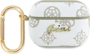 Mbështjellës Guess GUAP2PG4GPH për AirPods Pro 2, i bardhë, me karabinë