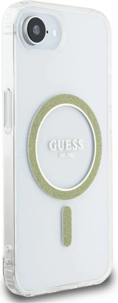 Mbështjellës Guess IML Glitter Circle MagSafe për iPhone 16e, Transparent - 4