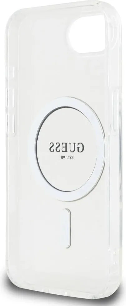 Mbështjellës Guess IML Glitter Circle MagSafe për iPhone 16e, Transparent - 7
