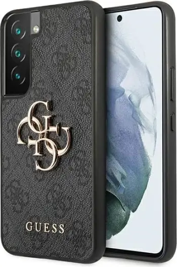 Mbështjellës Guess për Samsung Galaxy S22, Hardcase 4G, logo metalike, Gri