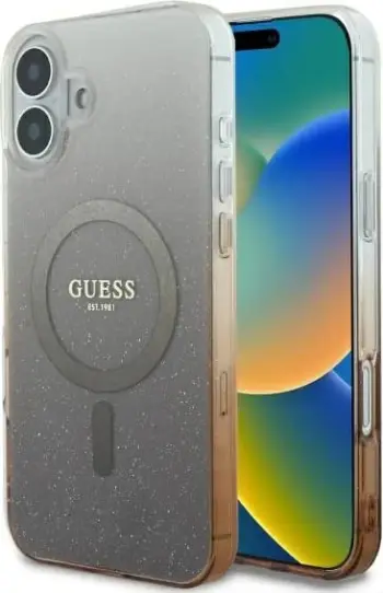 Mbështjellës Guess IML Glitter Gradient MagSafe për iPhone 16 Pro, Kafe