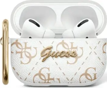 Mbështjellës Guess GUA3PG4GPH për AirPods 3, me kapëse 4G, Bardhë