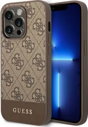 Mbështjellës Guess GUHCP14XG4GLBR për iPhone 14 Pro Max 6.7", hardcase, kafe