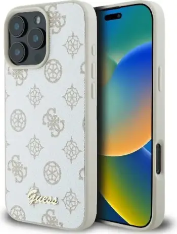 Mbështjellës Guess Peony Script Logo MagSafe për iPhone 16 Pro, Bardhë