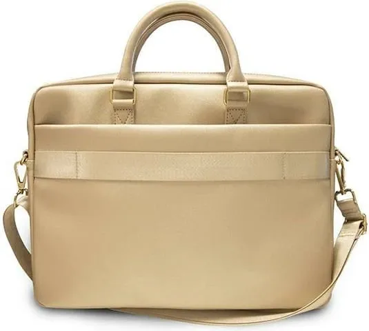 Çantë laptopi Guess Saffiano Script, 16 inç, lëkurë eko, ari - 2