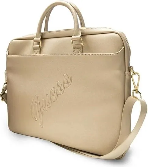 Çantë laptopi Guess Saffiano Script, 16 inç, lëkurë eko, ari - 3
