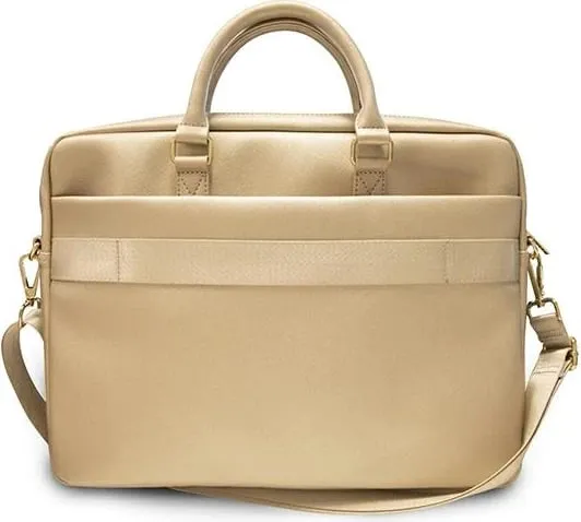 Çantë laptopi Guess Saffiano Script, 16 inç, lëkurë eko, ari - 6