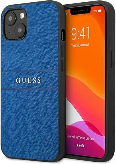 Mbështjellës Guess Saffiano Stripe për iPhone 13 mini 5.4", Blu - 1