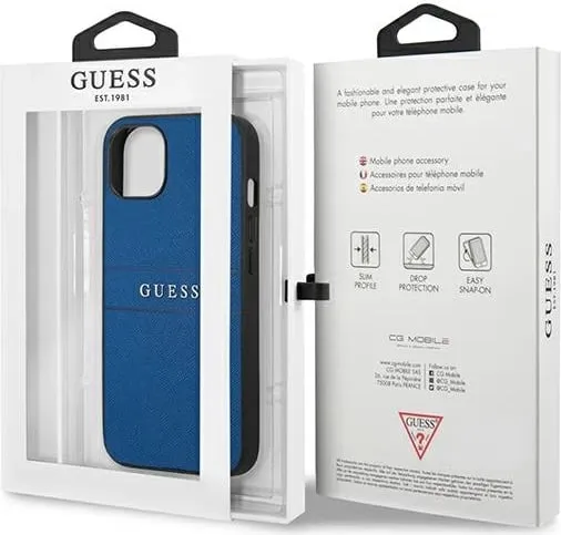 Mbështjellës Guess Saffiano Stripe për iPhone 13 mini 5.4", Blu - 2