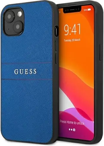 Mbështjellës Guess Saffiano Stripe për iPhone 13 mini 5.4", Blu