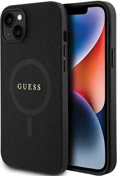 Mbështjellës Guess GUHMP15MPSAHMCK për iPhone 15 Plus 6.7", Saffiano MagSafe, zi - 1