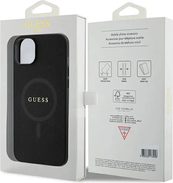 Mbështjellës Guess GUHMP15MPSAHMCK për iPhone 15 Plus 6.7", Saffiano MagSafe, zi - 2