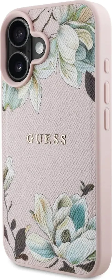Mbështjellës Guess Grained Printed Flower Pattern MagSafe për iPhone 16, Rozë - 2