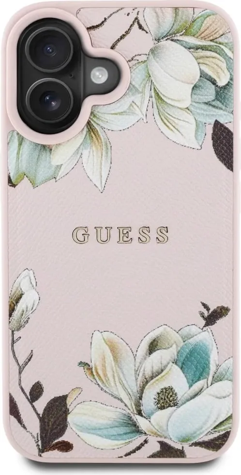 Mbështjellës Guess Grained Printed Flower Pattern MagSafe për iPhone 16, Rozë - 3