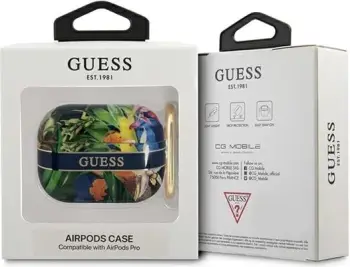 Mbulesë mbrojtëse Guess Flower Strap, për AirPods Pro, poliuretan, blu